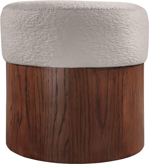 Celine Beige Velour Fur Fabric Upholstered Ottoman, 1 Piece (Style 2)
