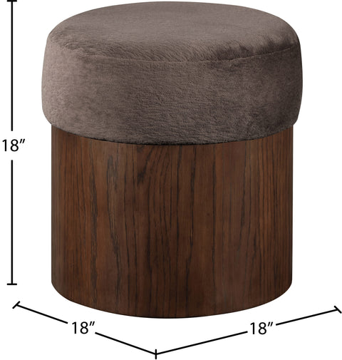 Celine Brown Velour Fur Fabric Upholstered Ottoman, 1 Piece (Style 2)