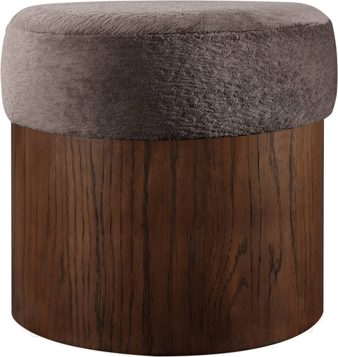 Celine Brown Velour Fur Fabric Upholstered Ottoman, 1 Piece (Style 2)
