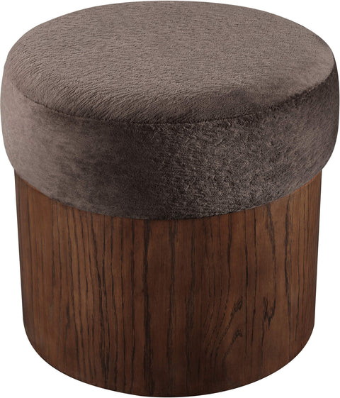 Celine Brown Velour Fur Fabric Upholstered Ottoman, 1 Piece (Style 2)