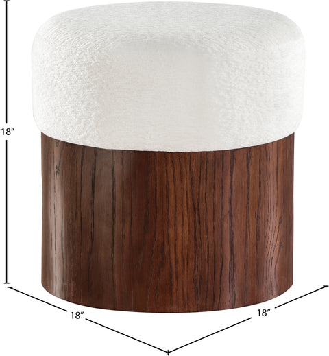 Celine Cream Velour Fur Fabric Upholstered Ottoman, 1 Piece (Style 3)