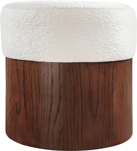 Celine Cream Velour Fur Fabric Upholstered Ottoman, 1 Piece (Style 3)