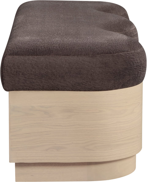 Dorian Brown Velour Fur Fabric Upholstered Bench, 1 Piece
