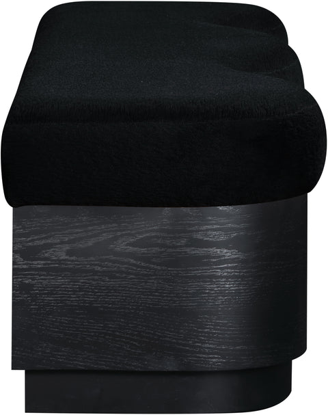 Dorian Black Velour Fur Fabric Upholstered Bench, 1 Piece (Style 2)