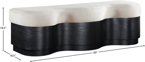 Dorian Cream Velour Fur Fabric Upholstered Bench, 1 Piece (Style 2)
