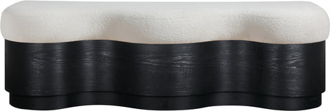 Dorian Cream Velour Fur Fabric Upholstered Bench, 1 Piece (Style 2)