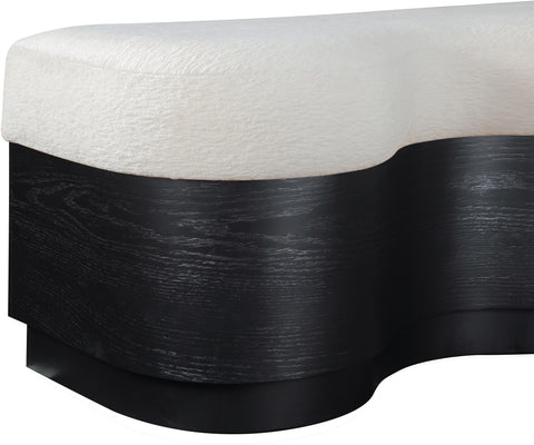 Dorian Cream Velour Fur Fabric Upholstered Bench, 1 Piece (Style 2)