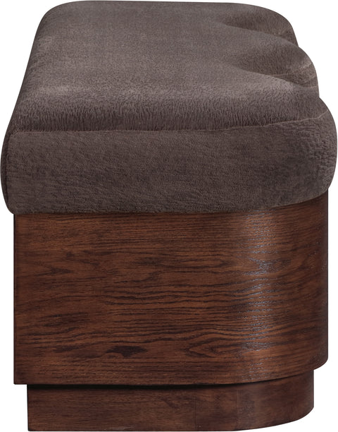 Dorian Brown Velour Fur Fabric Upholstered Bench, 1 Piece (Style 2)