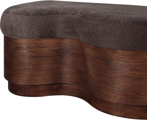 Dorian Brown Velour Fur Fabric Upholstered Bench, 1 Piece (Style 2)