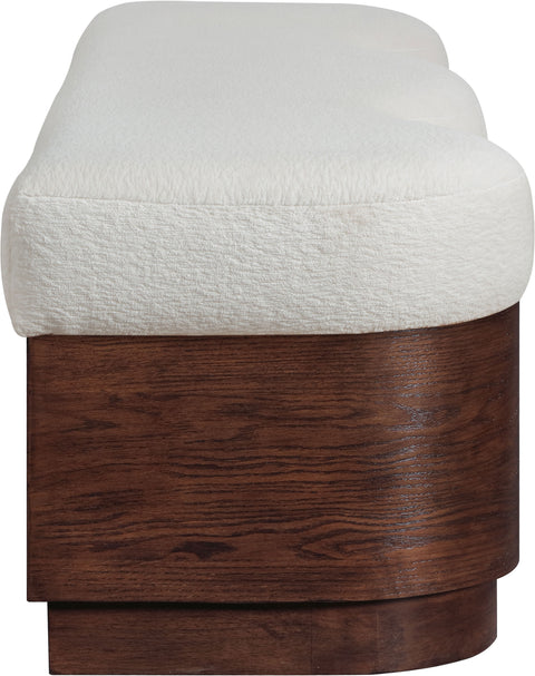 Dorian Cream Velour Fur Fabric Upholstered Bench, 1 Piece (Style 3)