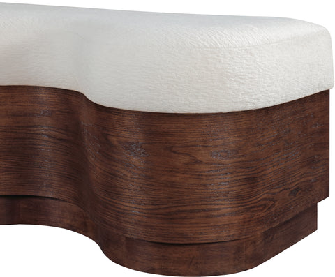 Dorian Cream Velour Fur Fabric Upholstered Bench, 1 Piece (Style 3)