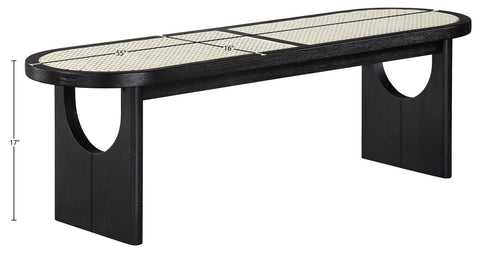 Vale Black Solid Wood And Faux Cane Bench, 1 Piece