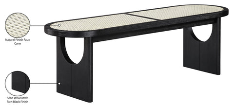 Vale Black Solid Wood And Faux Cane Bench, 1 Piece