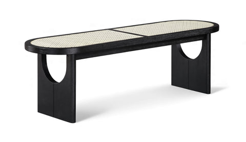Vale Black Solid Wood And Faux Cane Bench, 1 Piece