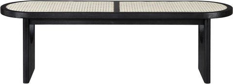 Vale Black Solid Wood And Faux Cane Bench, 1 Piece
