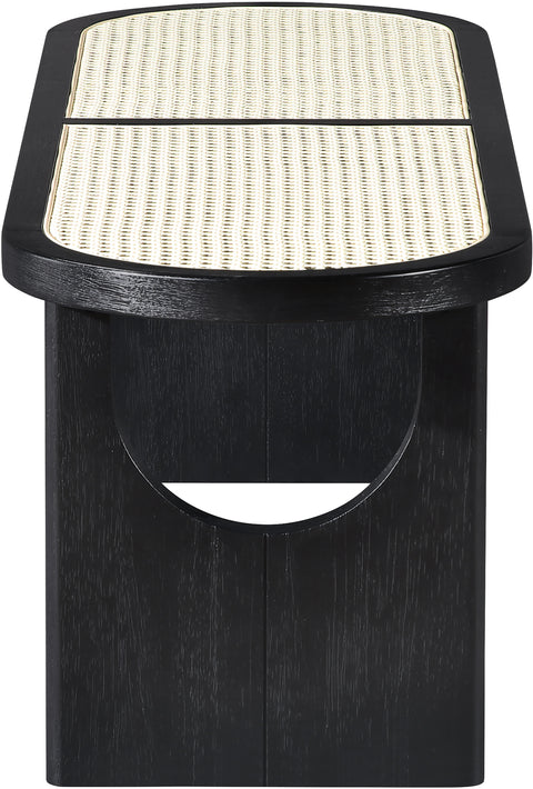 Vale Black Solid Wood And Faux Cane Bench, 1 Piece