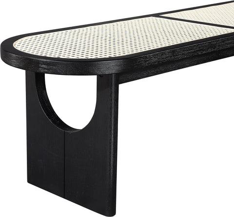 Vale Black Solid Wood And Faux Cane Bench, 1 Piece