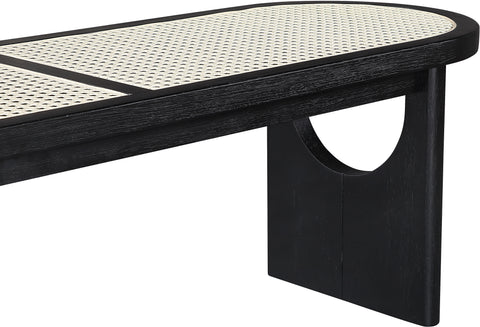 Vale Black Solid Wood And Faux Cane Bench, 1 Piece