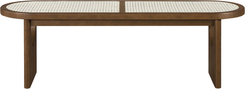 Vale Brown Walnut Solid Wood And Faux Cane Bench, 1 Piece
