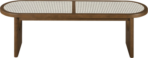 Vale Brown Walnut Solid Wood And Faux Cane Bench, 1 Piece