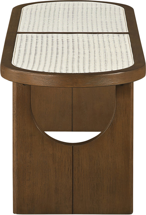 Vale Brown Walnut Solid Wood And Faux Cane Bench, 1 Piece