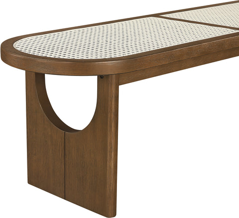 Vale Brown Walnut Solid Wood And Faux Cane Bench, 1 Piece