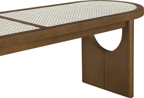 Vale Brown Walnut Solid Wood And Faux Cane Bench, 1 Piece