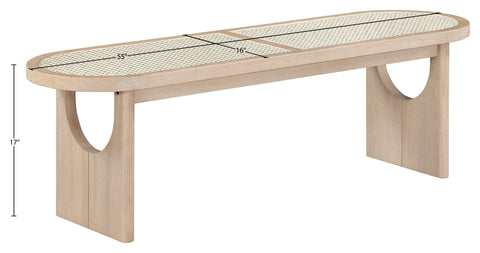 Vale Natural Solid Wood And Faux Cane Bench, 1 Piece
