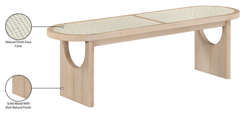 Vale Natural Solid Wood And Faux Cane Bench, 1 Piece