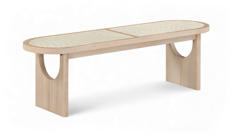 Vale Natural Solid Wood And Faux Cane Bench, 1 Piece