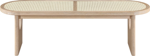Vale Natural Solid Wood And Faux Cane Bench, 1 Piece