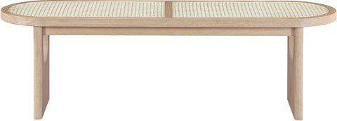 Vale Natural Solid Wood And Faux Cane Bench, 1 Piece
