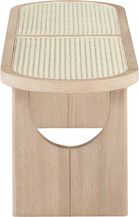 Vale Natural Solid Wood And Faux Cane Bench, 1 Piece
