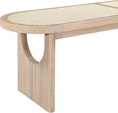 Vale Natural Solid Wood And Faux Cane Bench, 1 Piece