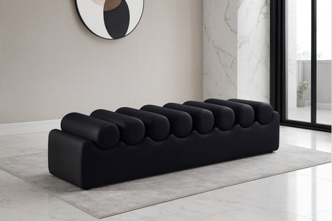 Laurel Black Vegan Leather Upholstered Bench, 1 Piece