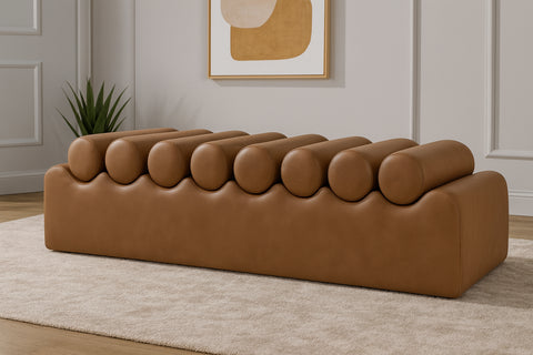Laurel Brown Vegan Leather Upholstered Bench, 1 Piece