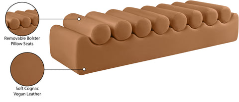 Laurel Cognac Vegan Leather Upholstered Bench, 1 Piece