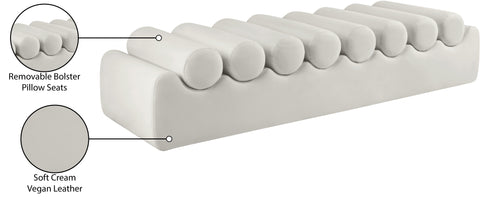 Laurel Cream Vegan Leather Upholstered Bench, 1 Piece