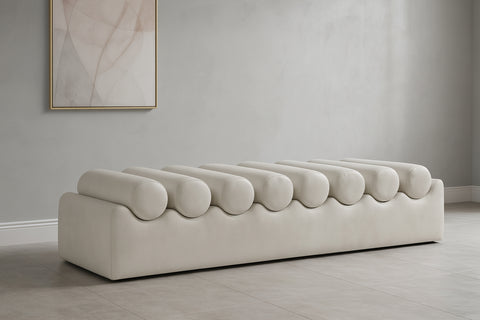 Laurel Cream Vegan Leather Upholstered Bench, 1 Piece