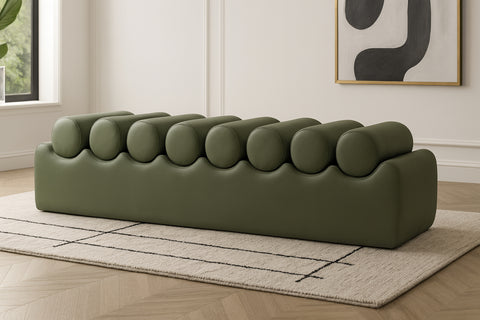 Laurel Green Vegan Leather Upholstered Bench, 1 Piece
