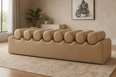 Laurel Tan Vegan Leather Upholstered Bench, 1 Piece