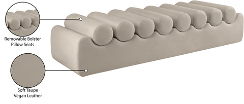 Laurel Taupe Vegan Leather Upholstered Bench, 1 Piece