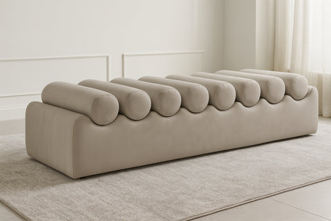 Laurel Taupe Vegan Leather Upholstered Bench, 1 Piece