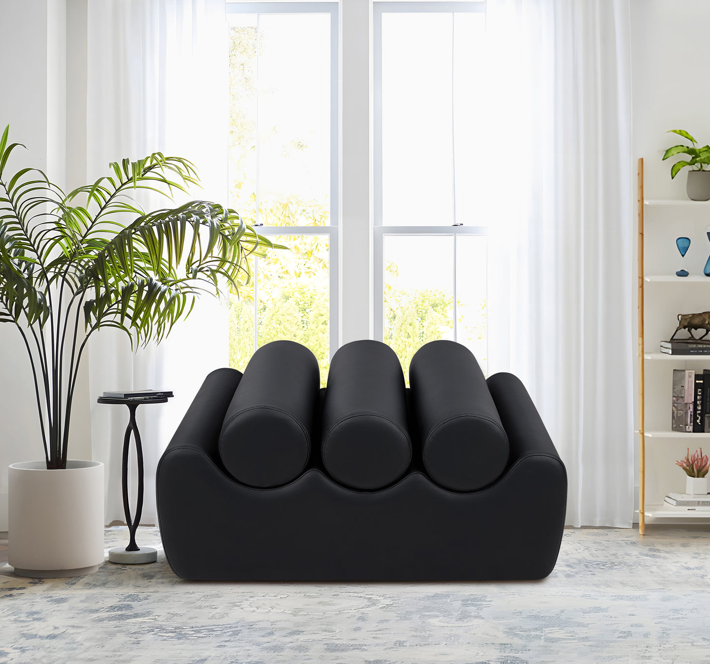 revive black vegan leather bench