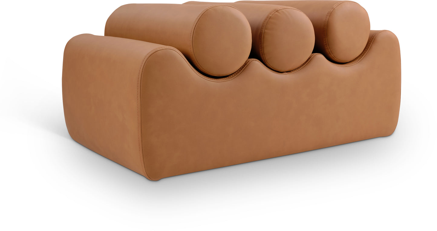 revive cognac vegan leather bench