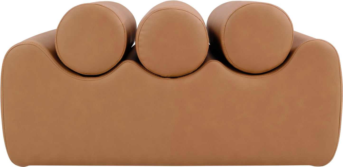 revive cognac vegan leather bench