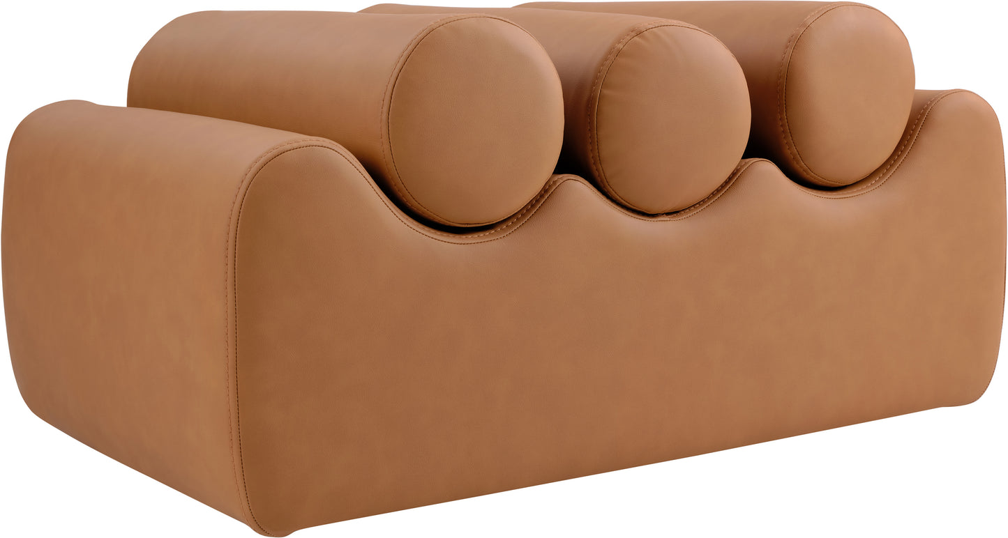 revive cognac vegan leather bench