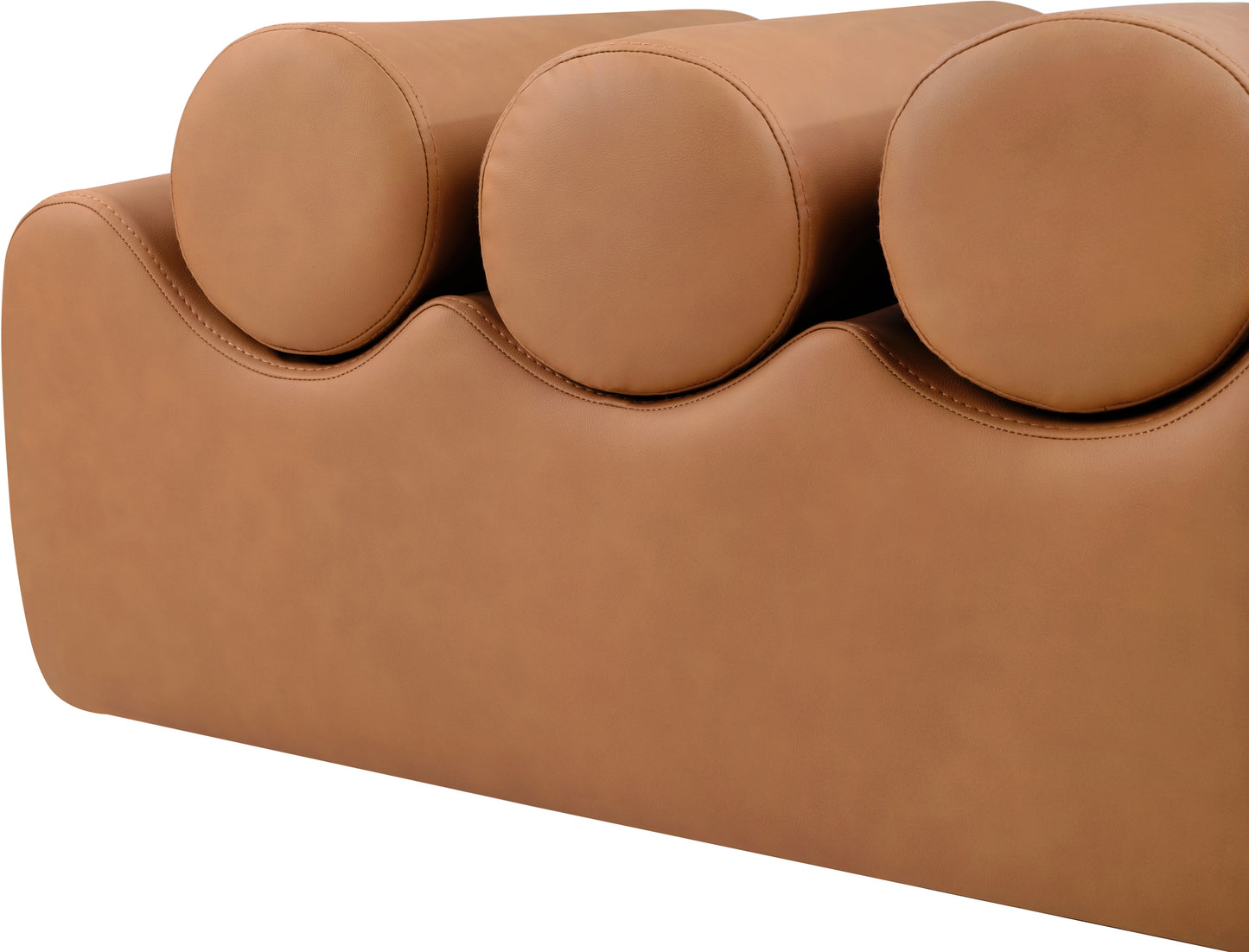 revive cognac vegan leather bench