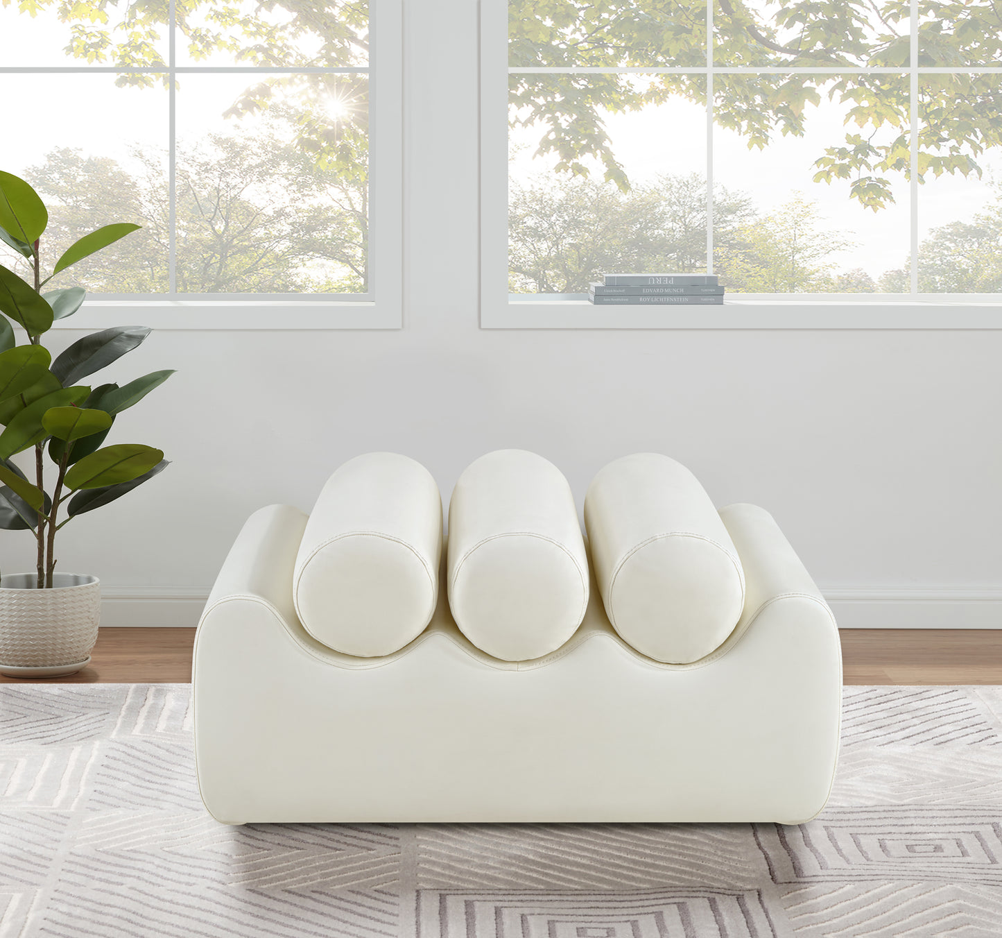 revive cream vegan leather bench