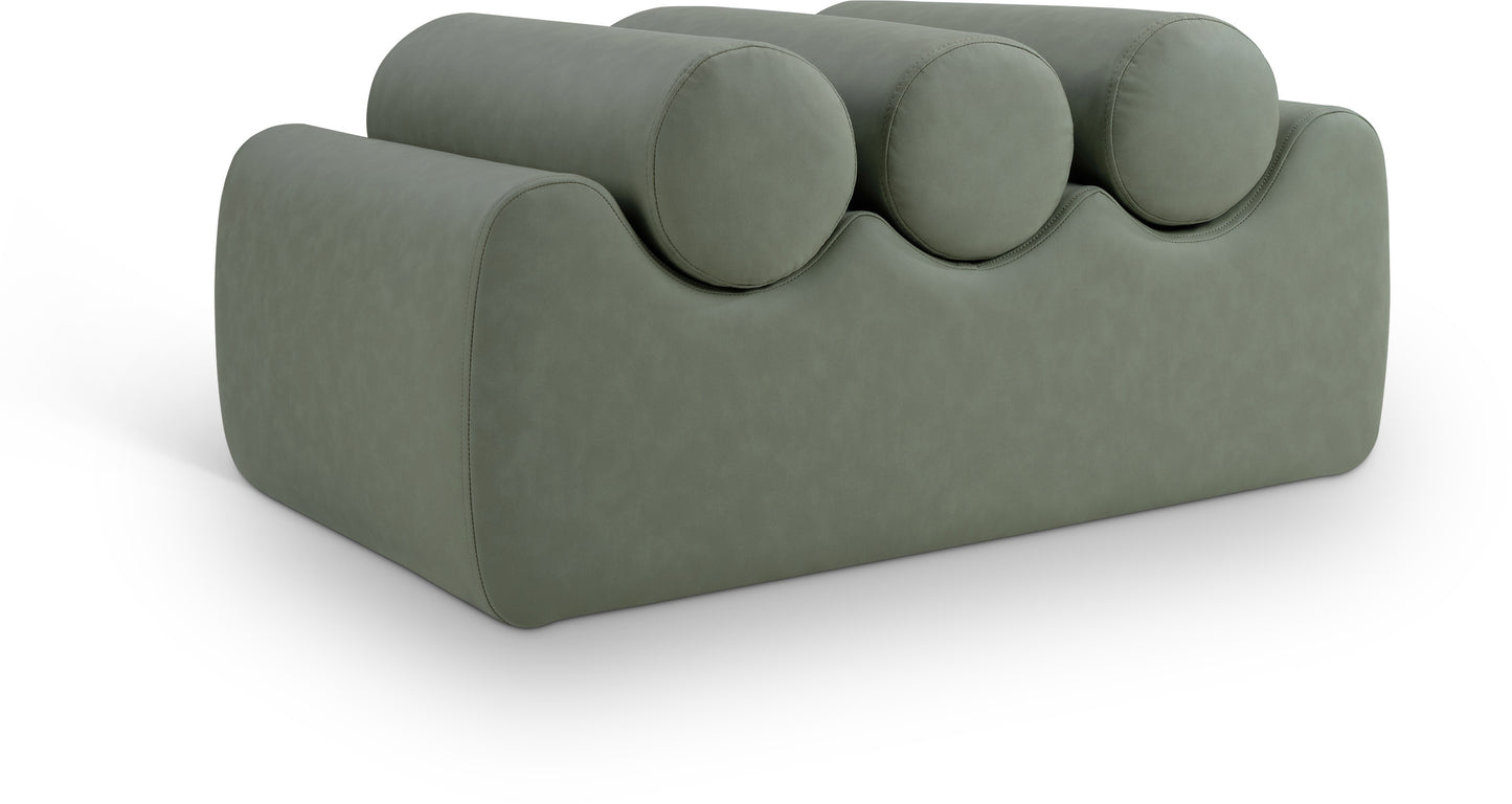 revive green vegan leather bench